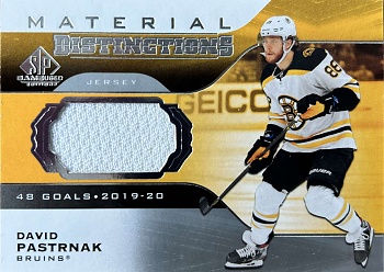 David Pastrnak Boston Bruins Upper Deck SP Game Used 2020/21 Distinctions Materials #DM-DP