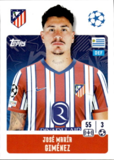 Jose Maria Gimenez Atletico Madrid samolepka Topps UEFA Champions League 2024/25 #91