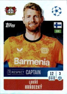 Lukas Hradecky Bayer 04 Leverkusen samolepka Topps UEFA Champions League 2024/25 Captain #101