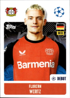 Florian Wirtz Bayer 04 Leverkusen samolepka Topps UEFA Champions League 2024/25 #110