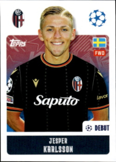 Jesper Karlsson Bologna samolepka Topps UEFA Champions League 2024/25 #122