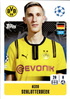 Nico Schlotterbeck Borussia Dortmund samolepka Topps UEFA Champions League 2024/25 #127