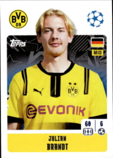 Julian Brandt Borussia Dortmund samolepka Topps UEFA Champions League 2024/25 #131