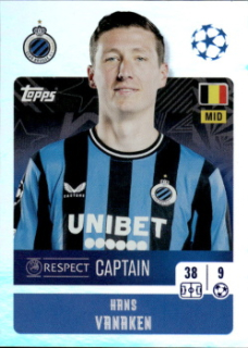 Hans Vanaken Club Brugge samolepka Topps UEFA Champions League 2024/25 Captain #149