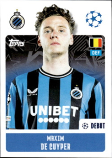 Maxim De Cuyper Club Brugge samolepka Topps UEFA Champions League 2024/25 #153