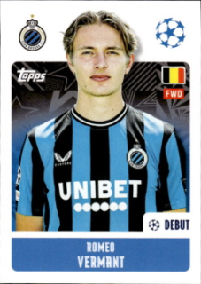 Romeo Vermant Club Brugge samolepka Topps UEFA Champions League 2024/25 #156