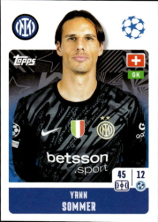 Yann Sommer Internazionale Milano samolepka Topps UEFA Champions League 2024/25 #186