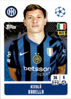 Nicolo Barella Internazionale Milano samolepka Topps UEFA Champions League 2024/25 #191