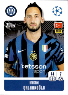 Hakan Calhano?lu Internazionale Milano samolepka Topps UEFA Champions League 2024/25 #192