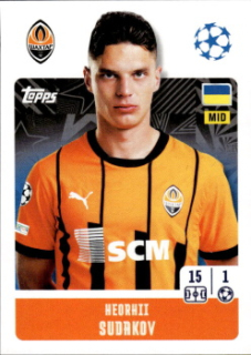 Georgiy Sudakov Shakhtar Donetsk samolepka Topps UEFA Champions League 2024/25 #204