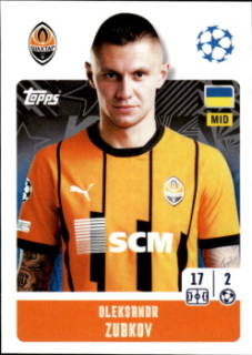 Oleksandr Zubkov Shakhtar Donetsk samolepka Topps UEFA Champions League 2024/25 #206