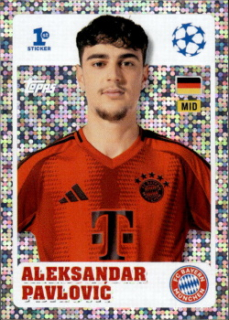 Aleksandar Pavlovic Bayern Munchen samolepka Topps UEFA Champions League 2024/25 1st Sticker #242