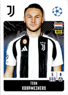 Teun Koopmeiners Juventus FC samolepka Topps UEFA Champions League 2024/25 #253