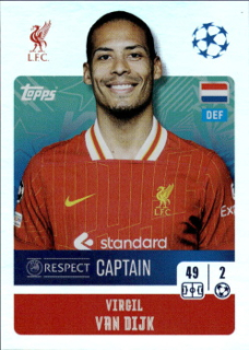 Virgil Van Dijk Liverpool samolepka Topps UEFA Champions League 2024/25 Captain #260