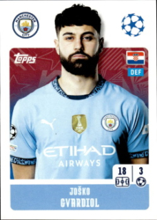 Josko Gvardiol Manchester City samolepka Topps UEFA Champions League 2024/25 #276