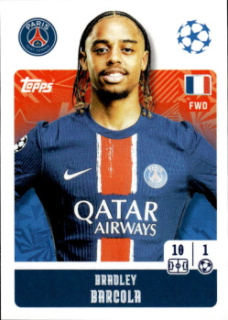 Bradley Barcola Paris Saint-Germain samolepka Topps UEFA Champions League 2024/25 #294