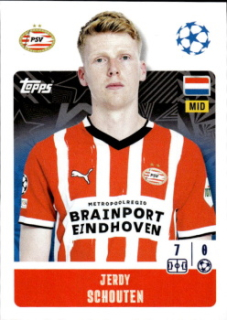 Jerdy Schouten PSV Eindhoven samolepka Topps UEFA Champions League 2024/25 #302