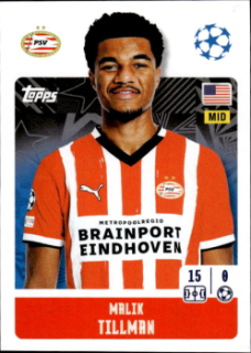 Malik Tillman PSV Eindhoven samolepka Topps UEFA Champions League 2024/25 #304