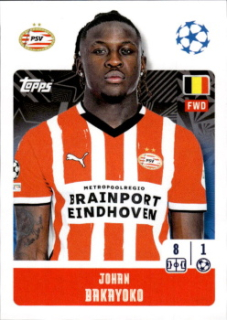 Johan Bakayoko PSV Eindhoven samolepka Topps UEFA Champions League 2024/25 #305