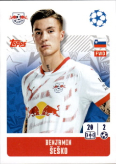 Benjamin Sesko RB Leipzig samolepka Topps UEFA Champions League 2024/25 #318