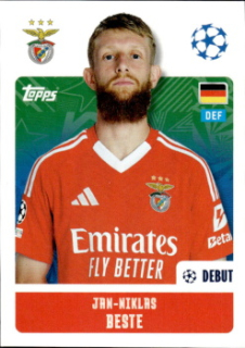 Jan-Niklas Beste SL Benfica samolepka Topps UEFA Champions League 2024/25 #348