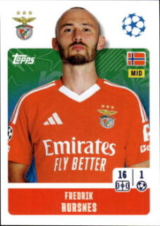 Fredrik Aursnes SL Benfica samolepka Topps UEFA Champions League 2024/25 #349