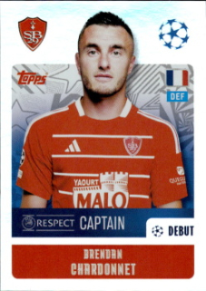 Brendan Chardonnet Stade Brestois 29 samolepka Topps UEFA Champions League 2024/25 Captain #368