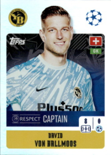 David Von Ballmoos BSC Young Boys samolepka Topps UEFA Champions League 2024/25 Captain #432