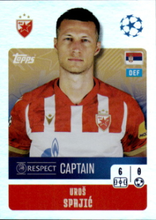 Uros Spajic Crvena Zvezda samolepka Topps UEFA Champions League 2024/25 Captain #456