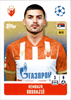 Nemanja Radonjic Crvena Zvezda samolepka Topps UEFA Champions League 2024/25 #464