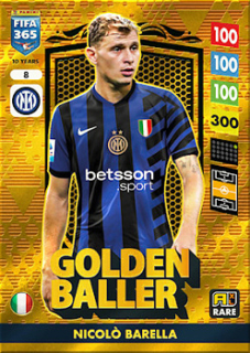 Nicolo Barella Internazionale Milano Panini FIFA 365 2025 Adrenalyn XL Golden Ballers #8