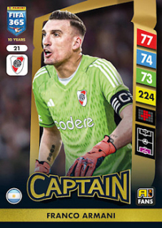 Franco Armani River Plate Panini FIFA 365 2025 Adrenalyn XL Captain #21