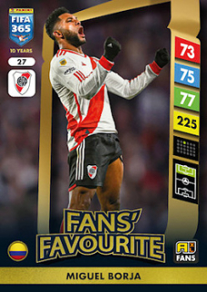 Miguel Borja River Plate Panini FIFA 365 2025 Adrenalyn XL Fans' Favourite #27