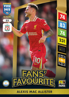 Alexis Mac Allister Liverpool Panini FIFA 365 2025 Adrenalyn XL Fans' Favourite #52