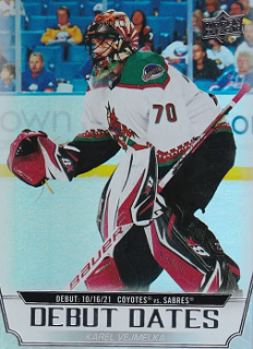 Karel Vejmelka Arizona Coyotes Upper Deck 2022/23 Series 1 Debut Dates #DD-16